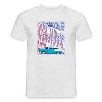 T-shirt de voitures anciennes Cuba La Havane - T-shirt homme - gris chiné - Devant - AI Model Male 178 dark (178cm)