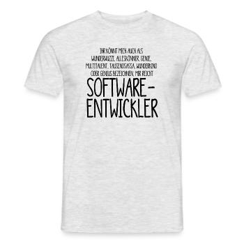 Softwareentwickler – ein Alleskönner, Genie - Männer T-Shirt - Grau meliert - Vorne - AI Model Male 178 dark (178cm)
