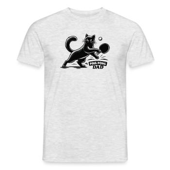 Table Tennis Katze Pingpong Black Cat Dad Outfit - Männer T-Shirt - Grau meliert - Vorne - AI Model Male 178 dark (178cm)