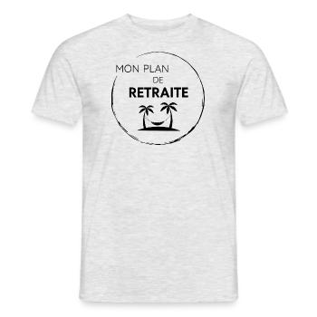 CADEAU RETRAITE / VOYAGE PALMIERS VACANCES - T-shirt homme - gris chiné - Devant - AI Model Male 178 dark (178cm)