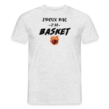 Je peux pas j'ai basket. - T-shirt homme - gris chiné - Devant - AI Model Male 178 dark (178cm)