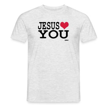 jesus loves you - Men's T-Shirt - heather grey - Front - AI Model Male 178 dark (178cm)