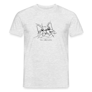 ängstliche Katze Meme - Männer T-Shirt - Grau meliert - Vorne - AI Model Male 178 dark (178cm)