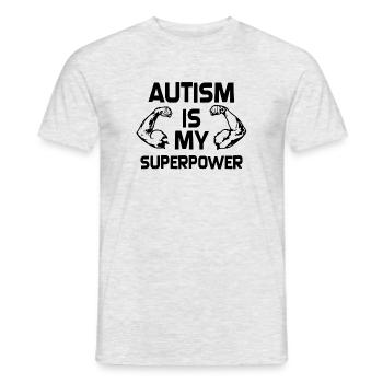 Autismus ist mein Supermacht-T-Shirt - Männer T-Shirt - Grau meliert - Vorne - AI Model Male 178 dark (178cm)