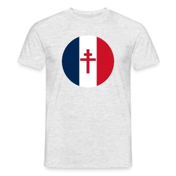 frei frankreich blason frankreich croix de Lorraine - Männer T-Shirt - Grau meliert - Vorne - AI Model Male 178 dark (178cm)