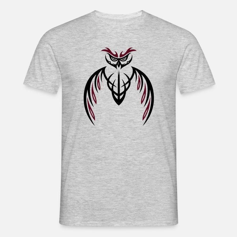 Tribal Eule, tattoo owl - Männer T-Shirt - Grau meliert