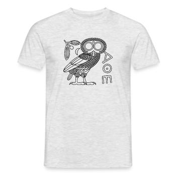 Eule der Athene [Black Outline + All] - Männer T-Shirt - Grau meliert - Vorne - AI Model Male 178 dark (178cm)