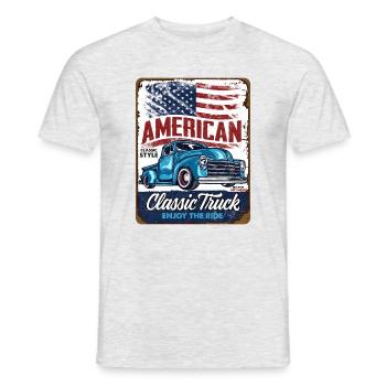 Camion classique américain vintage - T-shirt homme - gris chiné - Devant - AI Model Male 178 dark (178cm)