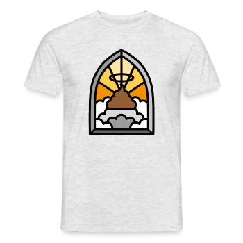 Holy Shit Glasmalerei Kirche lustige Poop Wortspiel meme - Männer T-Shirt - Grau meliert - Vorne - AI Model Male 178 dark (178cm)