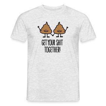 Get your shit together, shit emoticon cartoon - Men's T-Shirt - heather grey - Front - AI Model Male 178 dark (178cm)