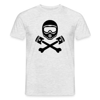 Sports motorcycle helmet with cooking engine pistons - Men's T-Shirt - heather grey - Front - AI Model Male 178 dark (178cm)