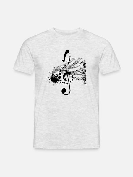 Notenschlüssel aus Klaviertasten - Männer T-Shirt - Grau meliert
