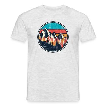 Retro Mountain Trail Circle - Men's T-Shirt - heather grey - Front - AI Model Male 178 dark (178cm)