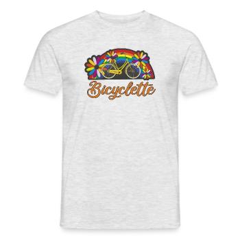 Bunte Fahrradromantik mit Regenbogen Bicyclette - Männer T-Shirt - Grau meliert - Vorne - AI Model Male 178 dark (178cm)