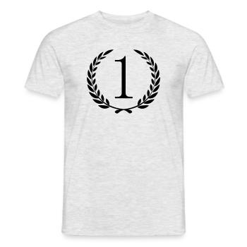 Siegerkranz Lorbeerkranz um die erste Nummer 1 - Männer T-Shirt - Grau meliert - Vorne - AI Model Male 178 dark (178cm)