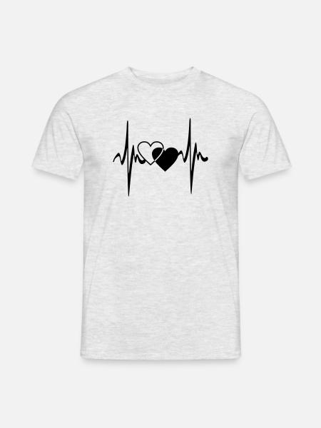 Two hearts heartbeat - Men's T-Shirt - heather grey