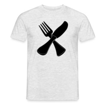 Couteau à couverts et fourchette - T-shirt homme - gris chiné - Devant - AI Model Male 178 dark (178cm)