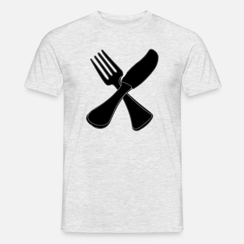 Besteck Messer und Gabel - Männer T-Shirt - Grau meliert