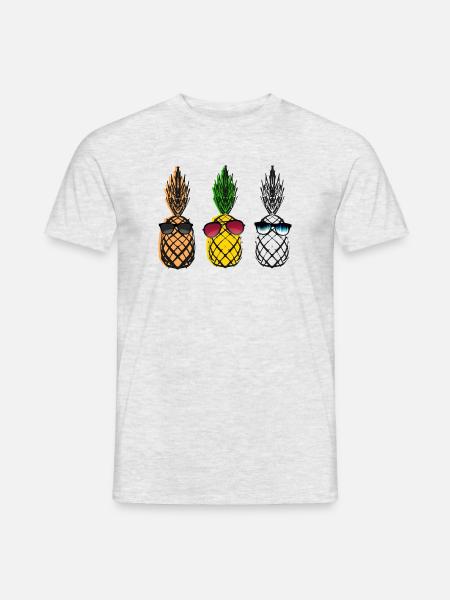 3 freunde ananas 80s sonnenbrille sommer cool lol - Männer T-Shirt - Grau meliert
