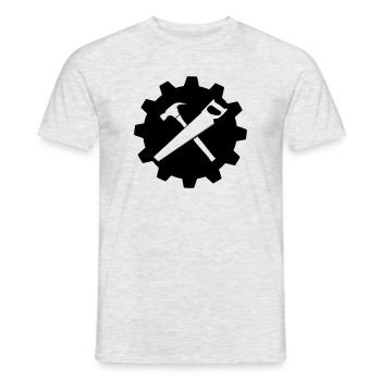 Teamwork Tischler Hammer und Säge Logo Ausrüstung - Männer T-Shirt - Grau meliert - Vorne - AI Model Male 178 dark (178cm)