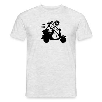 Scooter with boy and girl stickmen - Men's T-Shirt - heather grey - Front - AI Model Male 178 dark (178cm)