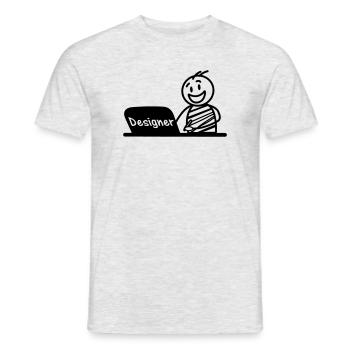 Concepteur d’ordinateur portable de travail - T-shirt homme - gris chiné - Devant - AI Model Male 178 dark (178cm)