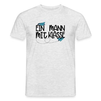 Ein Mann mit Klasse - (schwarz) - Männer T-Shirt - Grau meliert - Vorne - AI Model Male 178 dark (178cm)