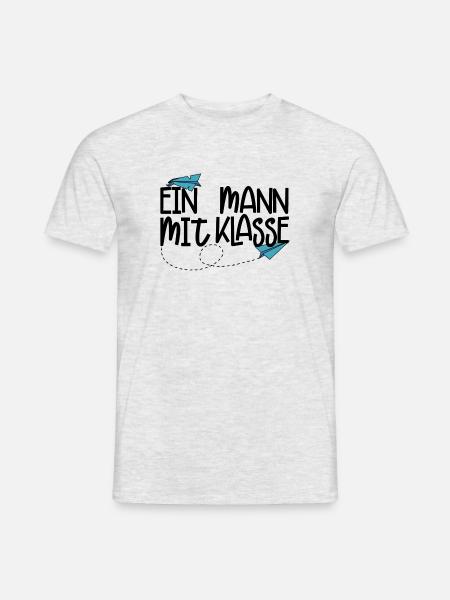Ein Mann mit Klasse - (schwarz) - Männer T-Shirt - Grau meliert
