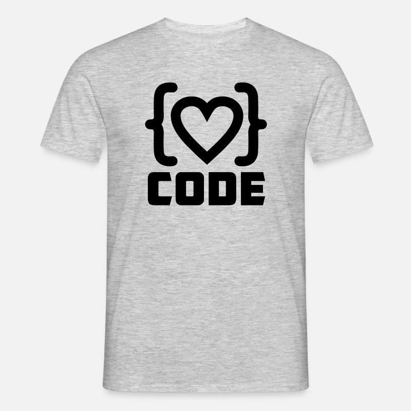 Herzprogrammierer Code Logo mit Text CODE - Männer T-Shirt - Grau meliert