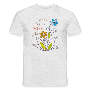 schön das es mich gibt, Blumen - Männer T-Shirt - Grau meliert - Vorne - AI Model Male 178 dark (178cm)