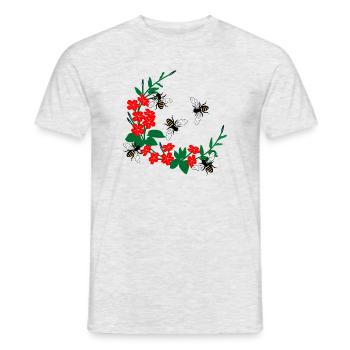 Blumenkranz mit Honigbienen - Männer T-Shirt - Grau meliert - Vorne - AI Model Male 178 dark (178cm)