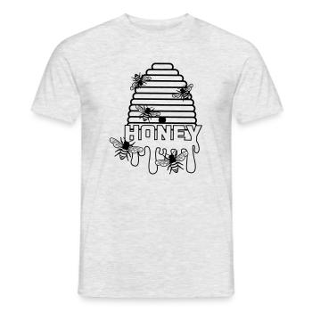 Ruche de miel d’abeille - T-shirt homme - gris chiné - Devant - AI Model Male 178 dark (178cm)