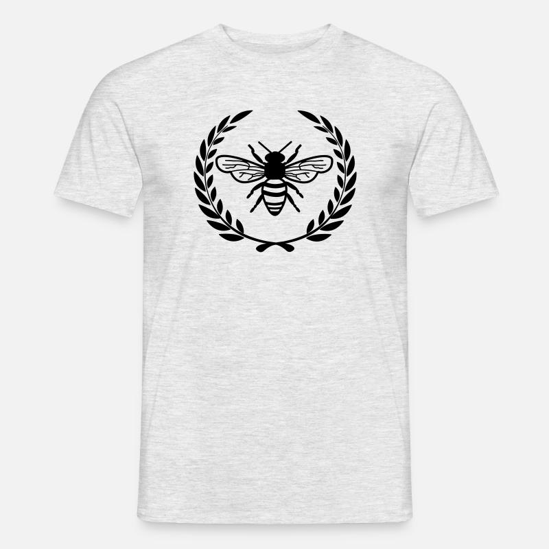 Biene im Lorbeerkranz - Männer T-Shirt - Grau meliert