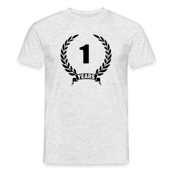 Lorbeerkranz 1 Jahr mit Nummer und Banner Jahr - Männer T-Shirt - Grau meliert - Vorne - AI Model Male 178 dark (178cm)