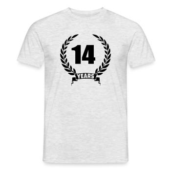 Lauwerkrans 14 Jahre mit Nummer und Bannerjahr - Männer T-Shirt - Grau meliert - Vorne - AI Model Male 178 dark (178cm)