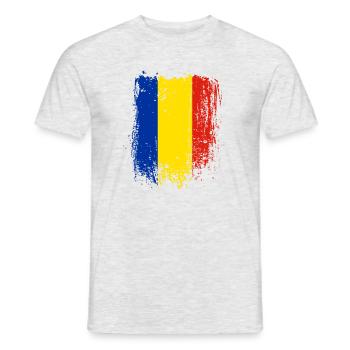 Romania Brushstroke Flag - Men's T-Shirt - heather grey - Front - AI Model Male 178 dark (178cm)