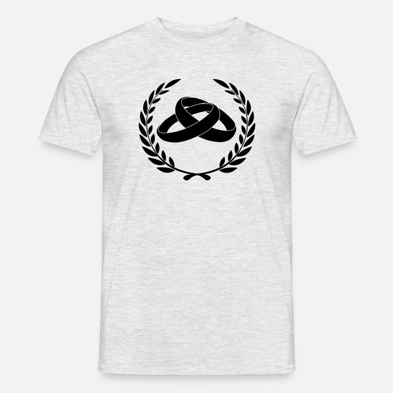 Eheringe im Lorbeerkranz - Männer T-Shirt - Grau meliert