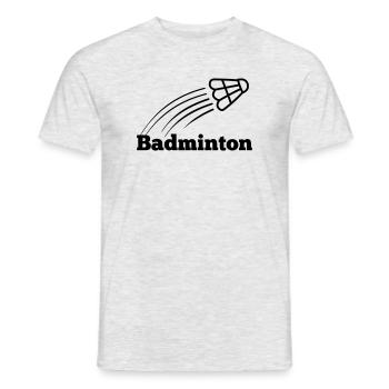 Badmintontext mit hochfliegendem Shuttle - Männer T-Shirt - Grau meliert - Vorne - AI Model Male 178 dark (178cm)