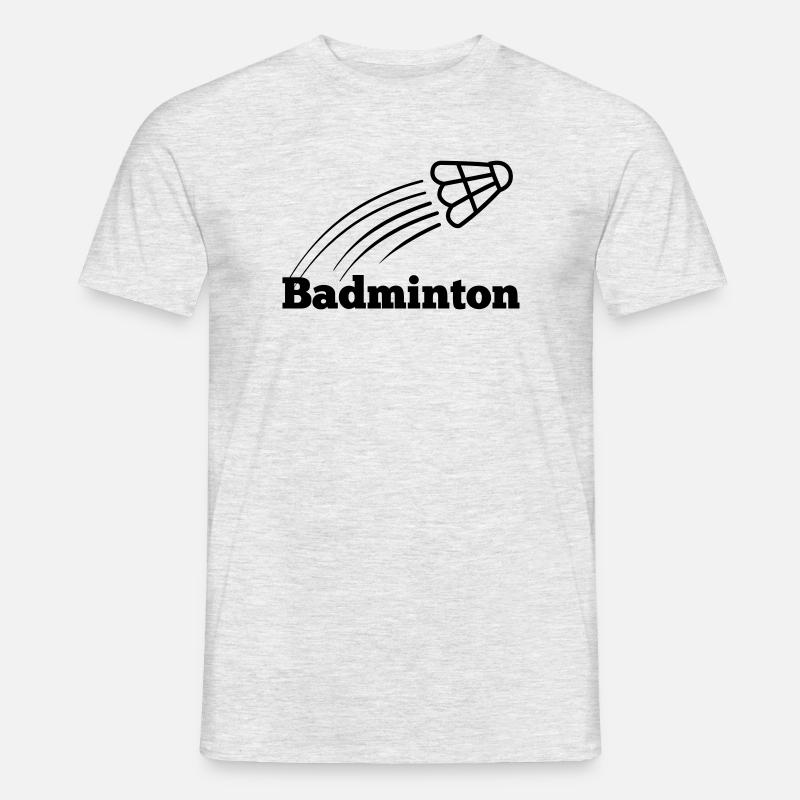 Badmintontext mit hochfliegendem Shuttle - Männer T-Shirt - Grau meliert