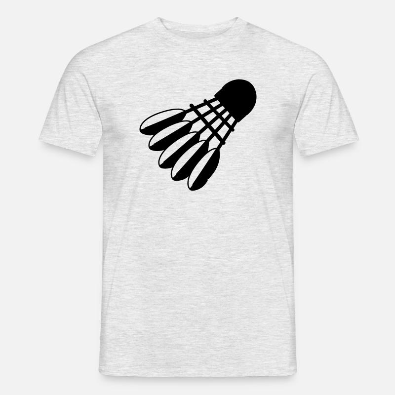 Badminton Shuttle Logo mit Federn - Männer T-Shirt - Grau meliert