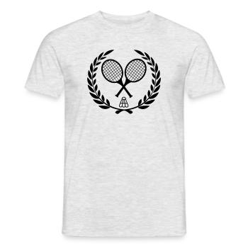 Badminton rackets and shooter - Men's T-Shirt - heather grey - Front - AI Model Male 178 dark (178cm)