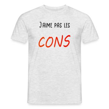 J’aime pas les cons - T-shirt homme - gris chiné - Devant - AI Model Male 178 dark (178cm)