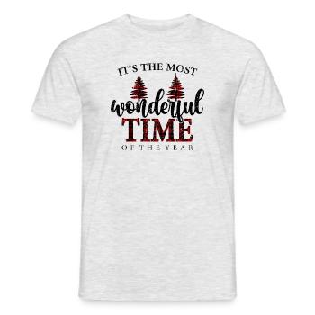 Time Plaid Trees - Men's T-Shirt - heather grey - Front - AI Model Male 178 dark (178cm)