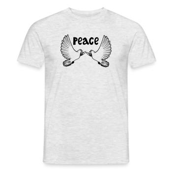 Zwei weiße Friedenstauben farbig Englisch PEACE - Männer T-Shirt - Grau meliert - Vorne - AI Model Male 178 dark (178cm)