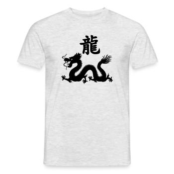 Dragon de caractère chinois avec image de dragon - T-shirt homme - gris chiné - Devant - AI Model Male 178 dark (178cm)