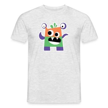 Colorful Block Monster | Funny Geometric Chibi - Men's T-Shirt - heather grey - Front - AI Model Male 178 dark (178cm)
