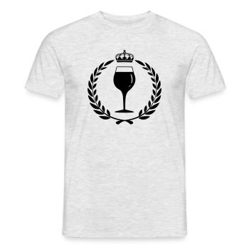 Verre à vin avec couronne de laurier et couronne - T-shirt homme - gris chiné - Devant - AI Model Male 178 dark (178cm)