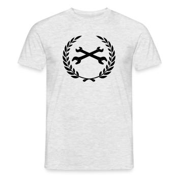 Logo de clés pour bricoleur dans une couronne de laurier - T-shirt homme - gris chiné - Devant - AI Model Male 178 dark (178cm)