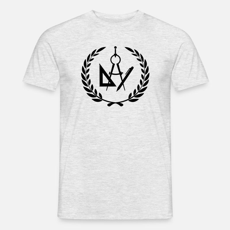 Architekten- oder Designerwerkzeuge im Lorbeerkranz - Männer T-Shirt - Grau meliert