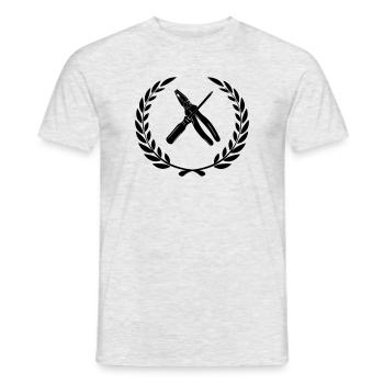 Tools for electrician in laurel wreath. - Men's T-Shirt - heather grey - Front - AI Model Male 178 dark (178cm)